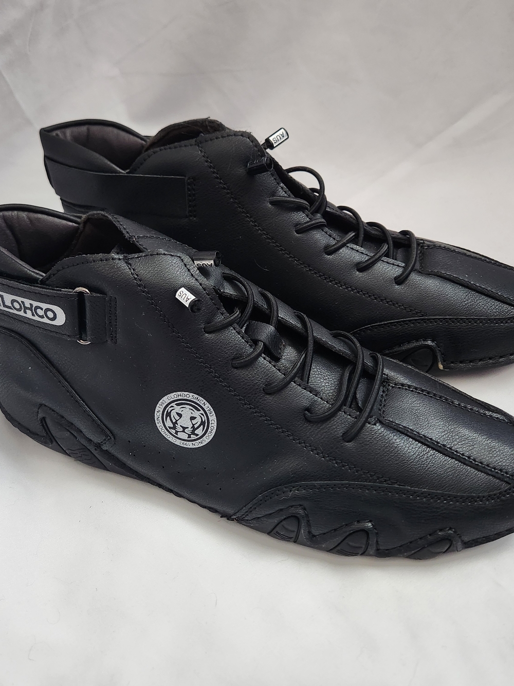 Clohoo Leather High Top Chukkas Boots Men's 10 Black Gym Boxing Outdoors Comfort